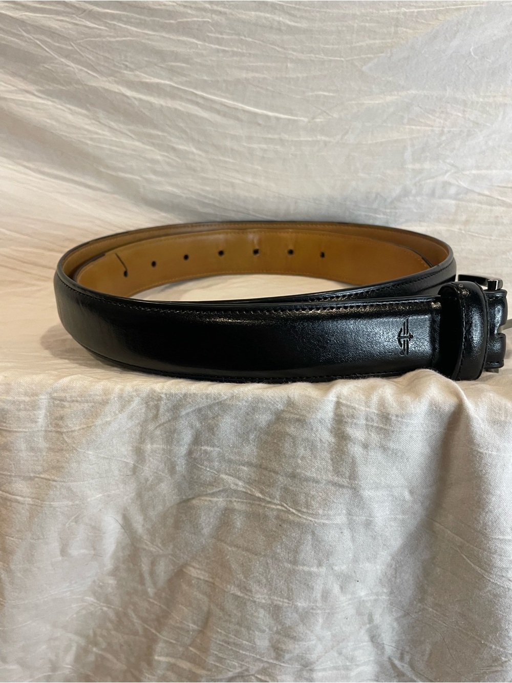 Dockers Men’s Black Leather Dress Belt Size 38 Silver Buckle Classic